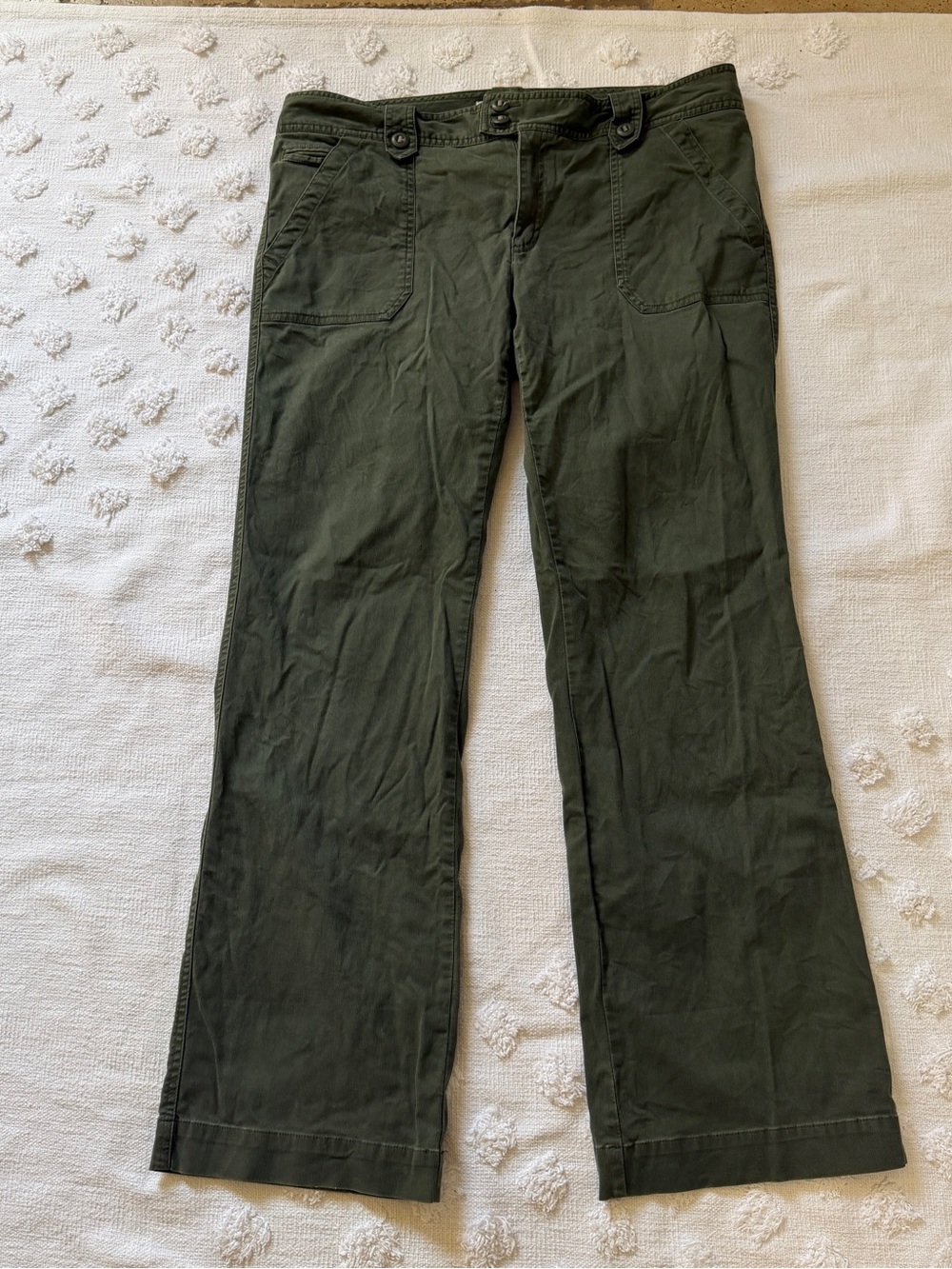 Vintage Old Navy Corduroy Pants Womens 12 Green Low Waist Flare Straight Leg